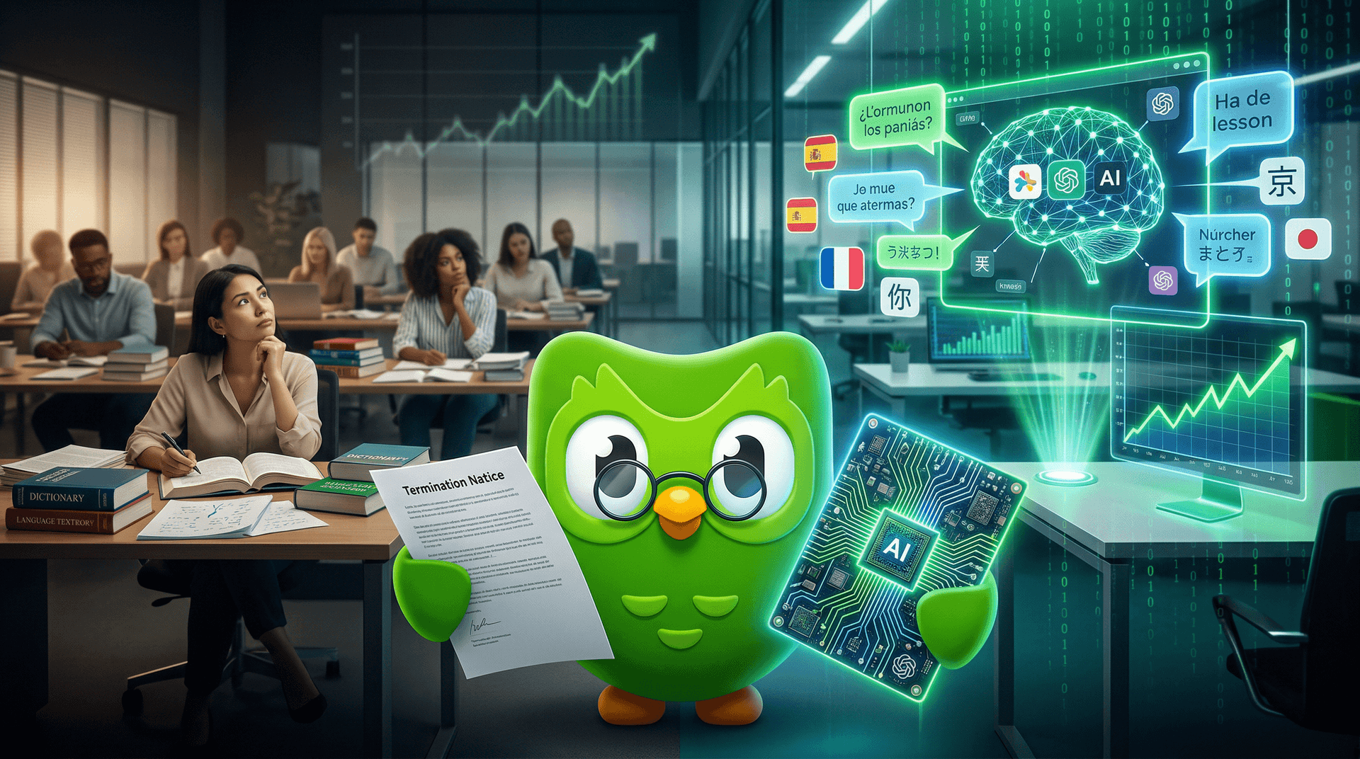 Duolingo Lays Off Contractors, Accelerates AI Shift