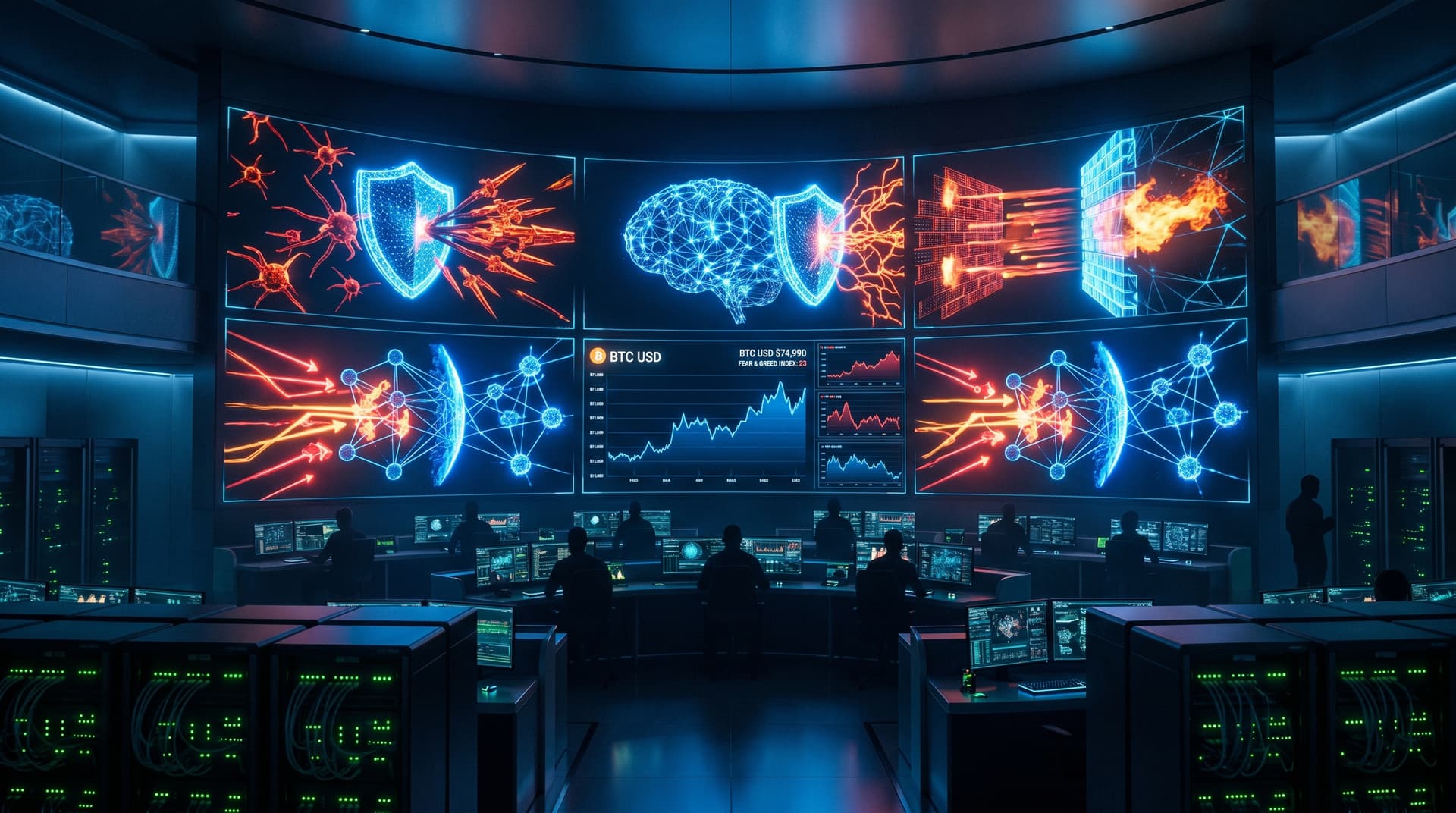 AI Cyber Defenses Counter Threats: Crypto Fear at 23, BTC $74,990
