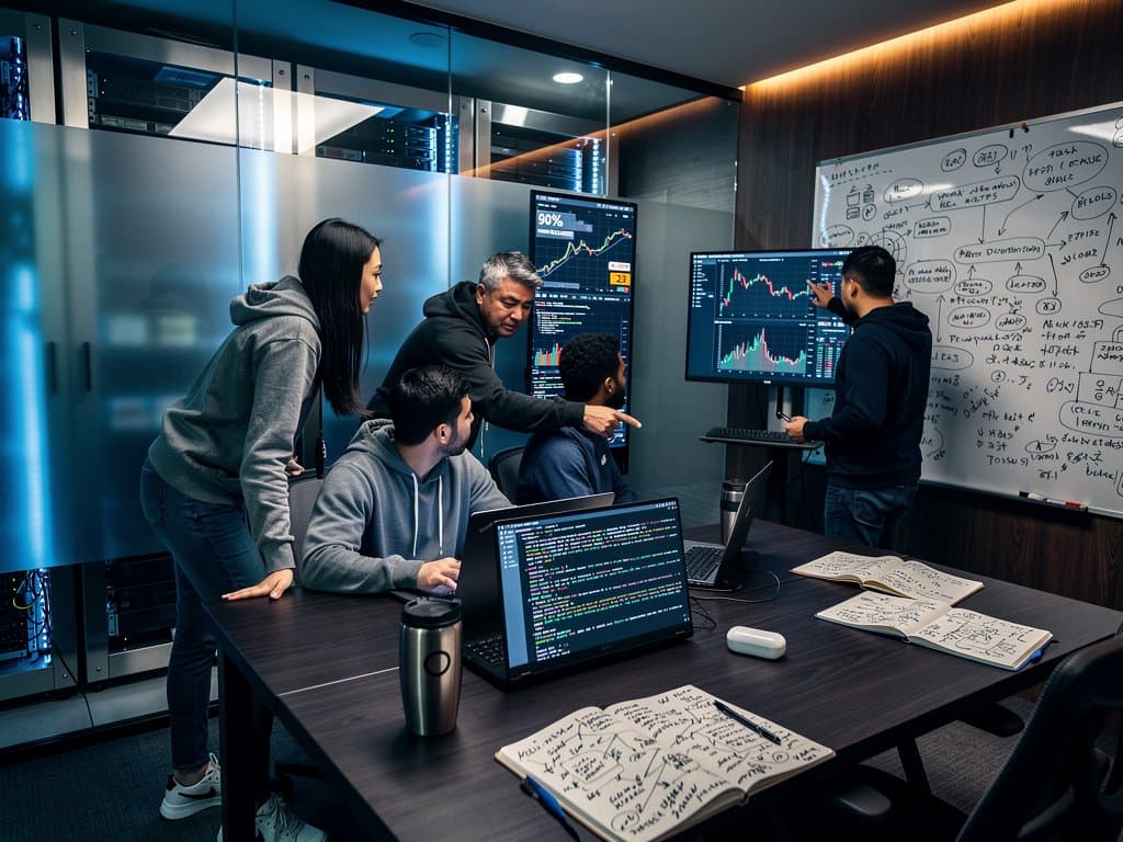 Engineers analyze neural networks and cyber threats in modern research lab